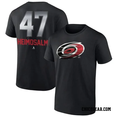 Black Men's Aleksi Heimosalmi Carolina Hurricanes Midnight Mascot Logo T-Shirt